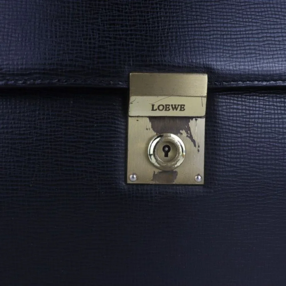Loewe Briefcase Business Bag 13-50.70.002-1579 Leather Black Gold Hardware